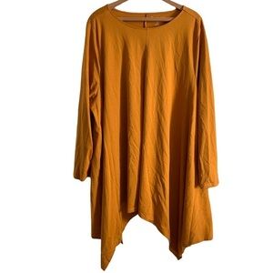 Roman’s Asymmetrical Cotton Mustard Women's Dress Size 30/32 3X